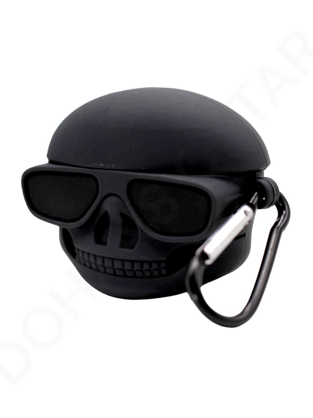Black Silicone AirPods Pro Case - Skull Design with Carabiner
